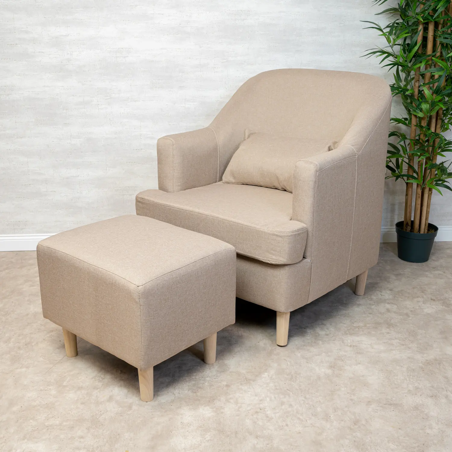 Világosbarna szövet fotel lábzsámollyal (501-LIGHT-BROWN)