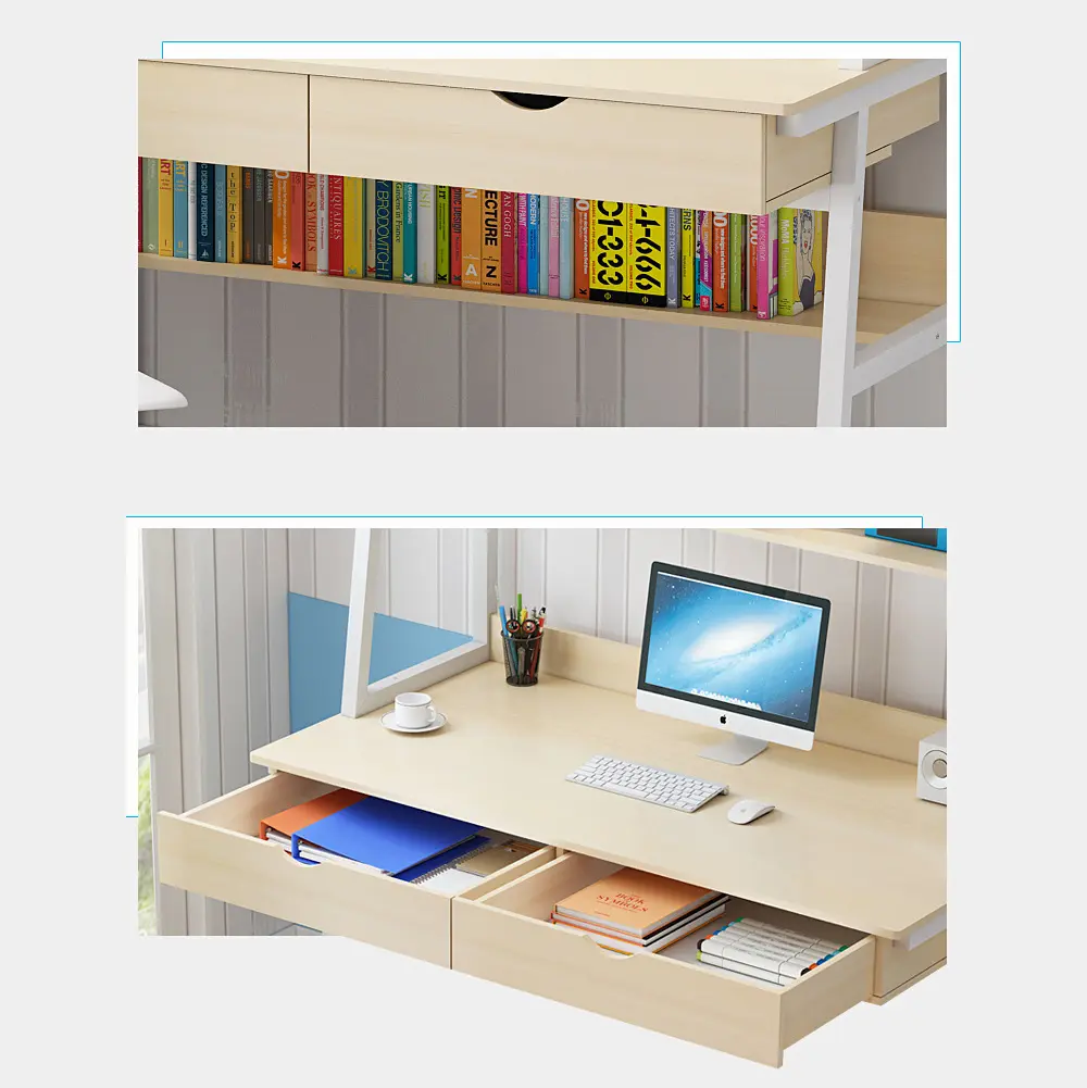Polcos íróasztal, Számítógépasztal Fehér színben (YDB121-DESK-120-WHITE)