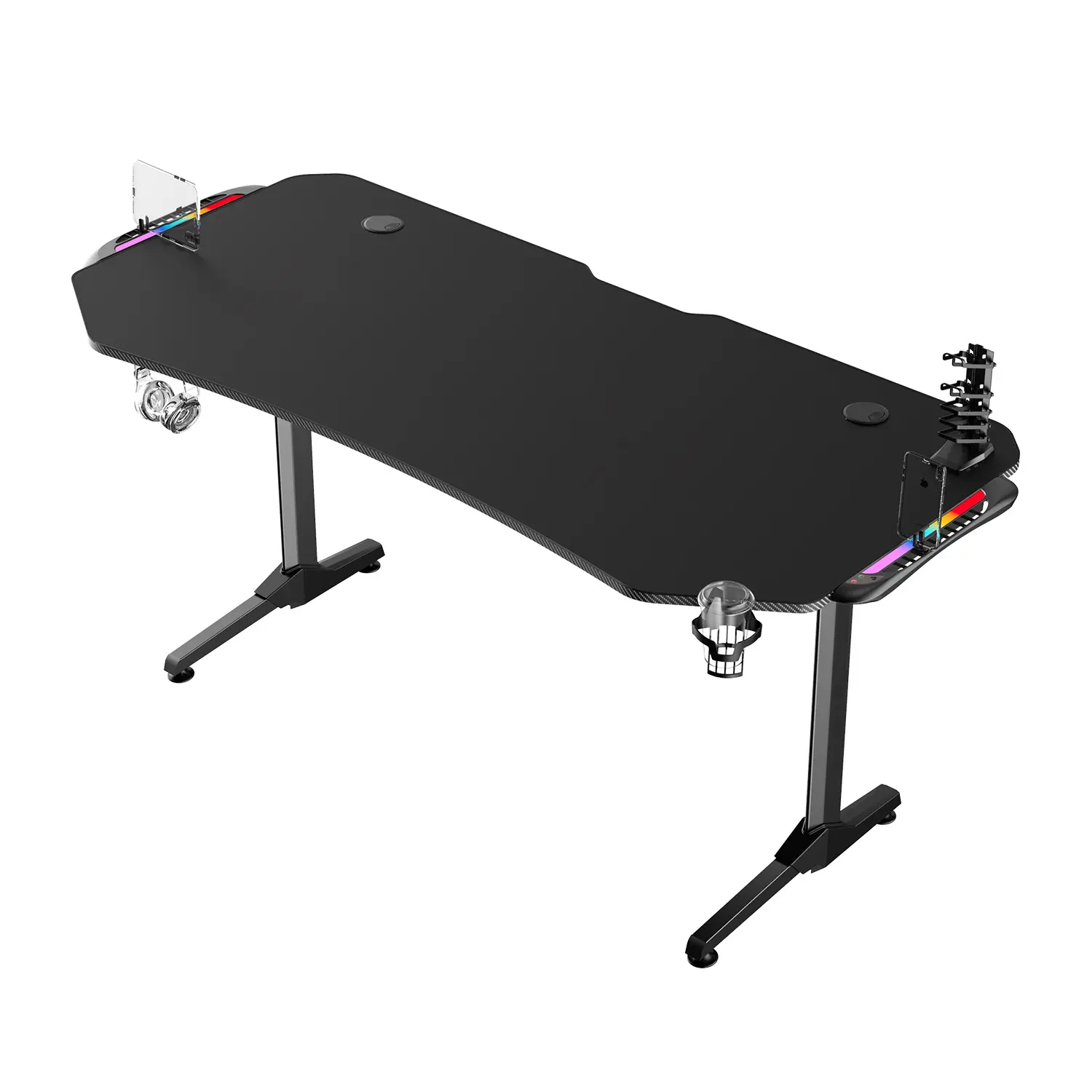 WARRIOR gamer asztal alumínium fekete színben 169*75*75CM RGB világítással (ST-NE-1675 RGB) 
