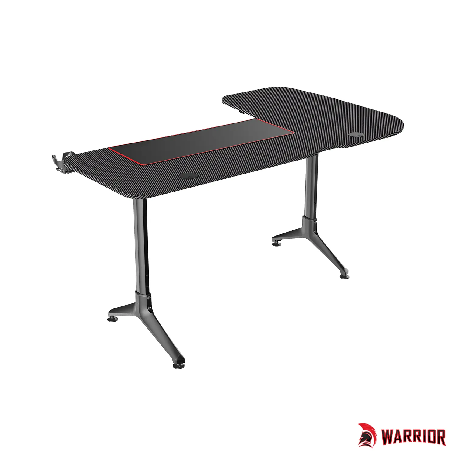 WARRIOR L alakú gamer asztal bal oldali kialakítás alumínium fekete színben 159*60*75CM (ST-ASHL-1610-LEFT)