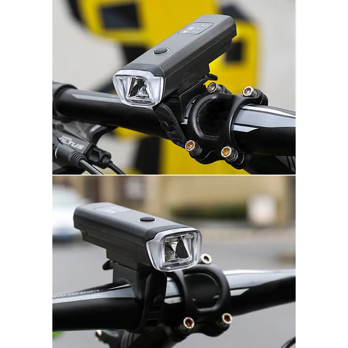 Kormányra szerelhető LED biciklilámpa, USB töltés, vízálló (HJ-047-bike-light)
