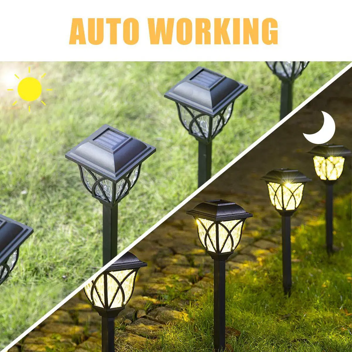 Kültéri napelemes lámpa, kerti LED világítás hideg fényű 2db-os kiszerelés (VLUX-L-001-05-WHITE)