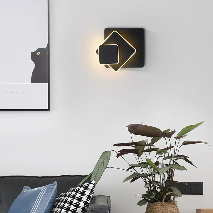 Beltéri fali LED lámpa 13W négyzet alakú fekete elforgatható (INDOOR-LED-1051-3-SQUARE-BLACK)