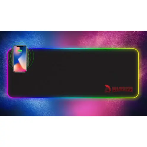 WARRIOR gamer egérpad RGB LED világítással, vezeték nélküli, QI töltővel 800x300x4mm (WARRIOR-MP-RGB-QI-800x300x4)