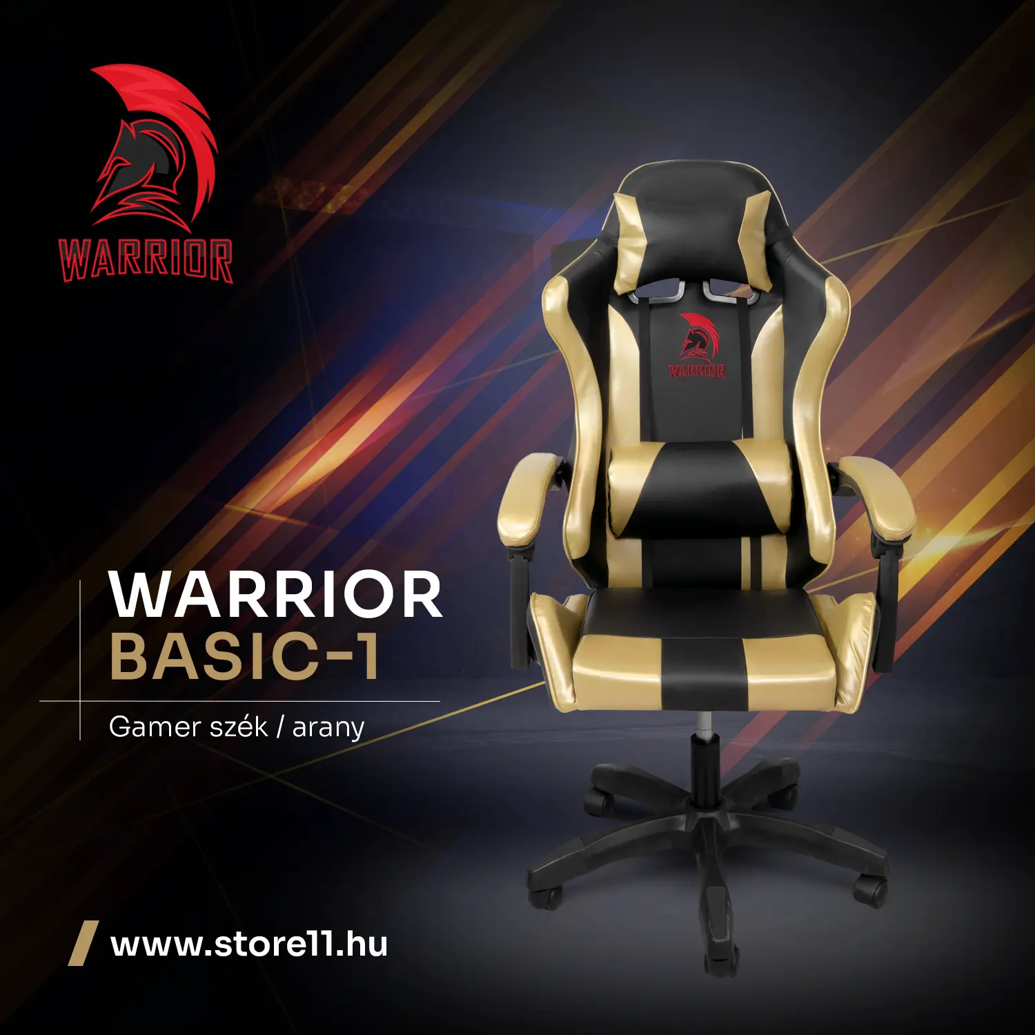 Warrior gamer szék, forgószék arany (GAMER-BASIC-1-GOLD)