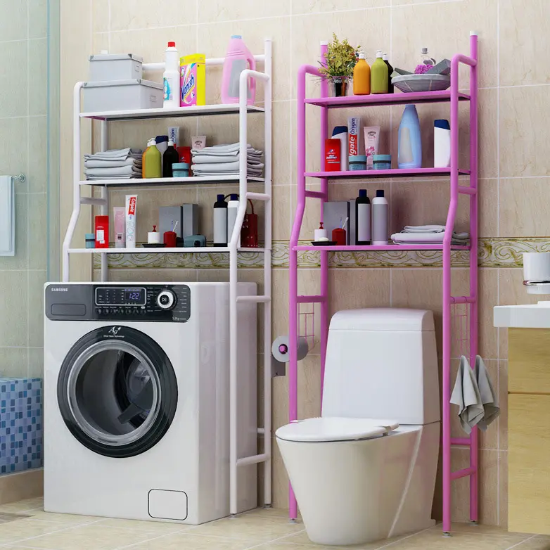 Fürdőszobai állvány, többszintes tároló állvány rózsaszín (WC-1-PINK)