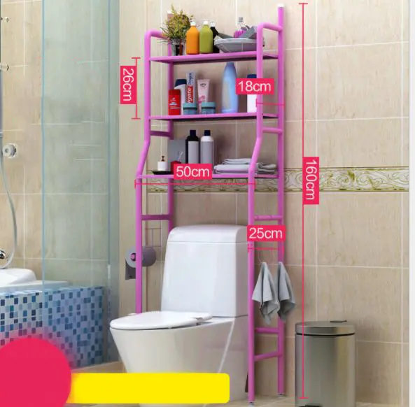 Fürdőszobai állvány, többszintes tároló állvány rózsaszín (WC-1-PINK)
