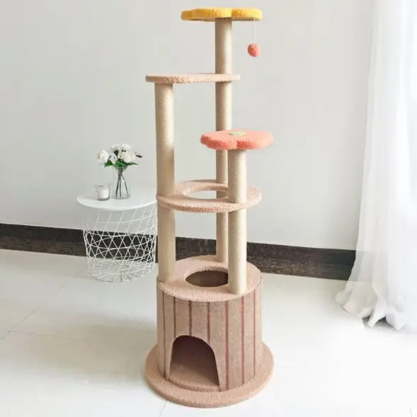 Macskabútor, macskafa, kaparófa sokszintes 130cm (CAT-TREE-6-LAYERS-3)