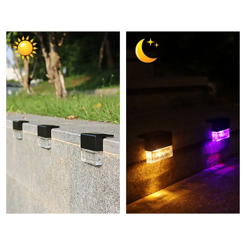 Napelemes RGB kültéri lépcső lámpa, lépcsővilágítás 4db-os vízálló (SL-6156-solar-deck-lamp)