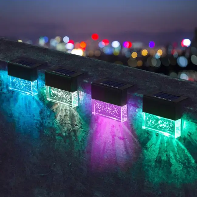 Napelemes RGB kültéri lépcső lámpa, lépcsővilágítás 4db-os vízálló (SL-6156-solar-deck-lamp)