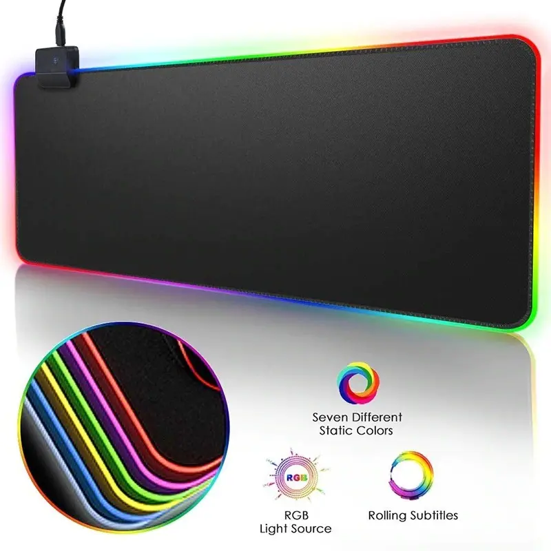 Gamer egérpad RGB LED világítással fekete 900x400x4mm (MP-RGB-900x400x4-BLACK-21004-71)