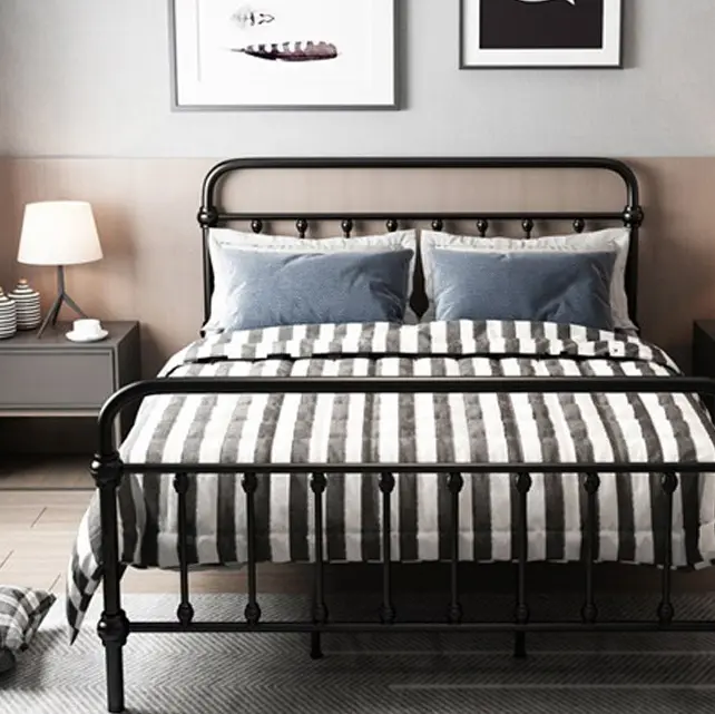 Fém ágykeret 180x200cm fekete modern stílus (MODEL-2-180x200-FEKETE)