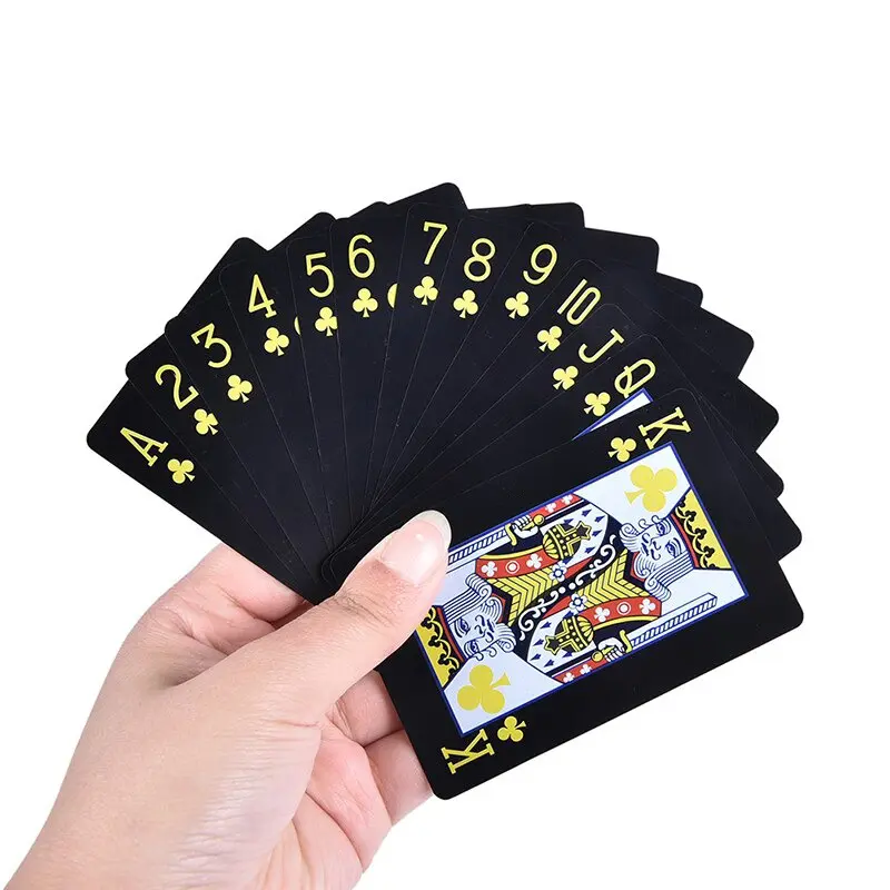 Plasztik póker kártya, francia kártya pakli fekete fehér-sárga (poker-card-black-white-yellow)