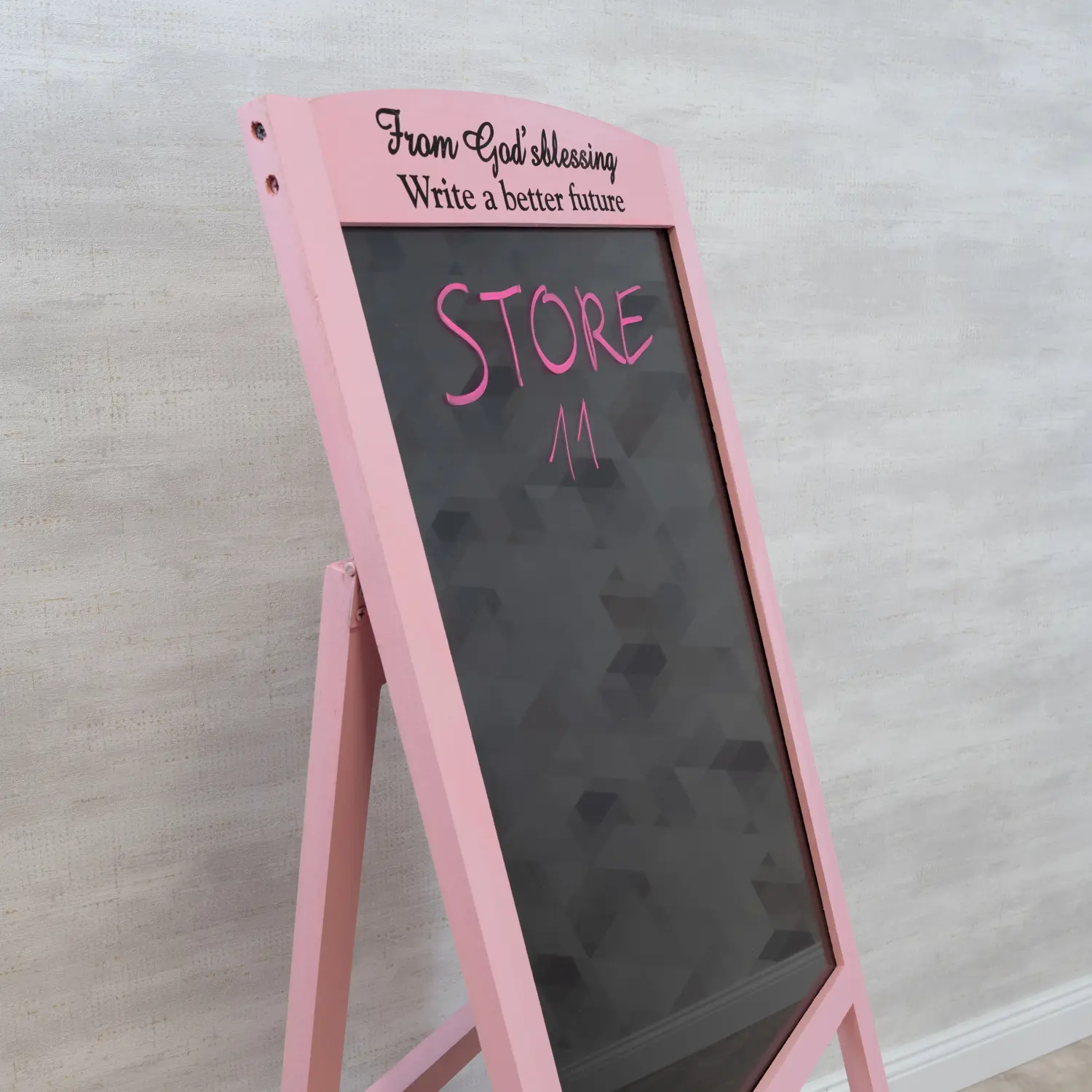 Írható reklámtábla, LED tábla, álló írható tábla rózsaszín kerettel (LED-writing-board-pink)