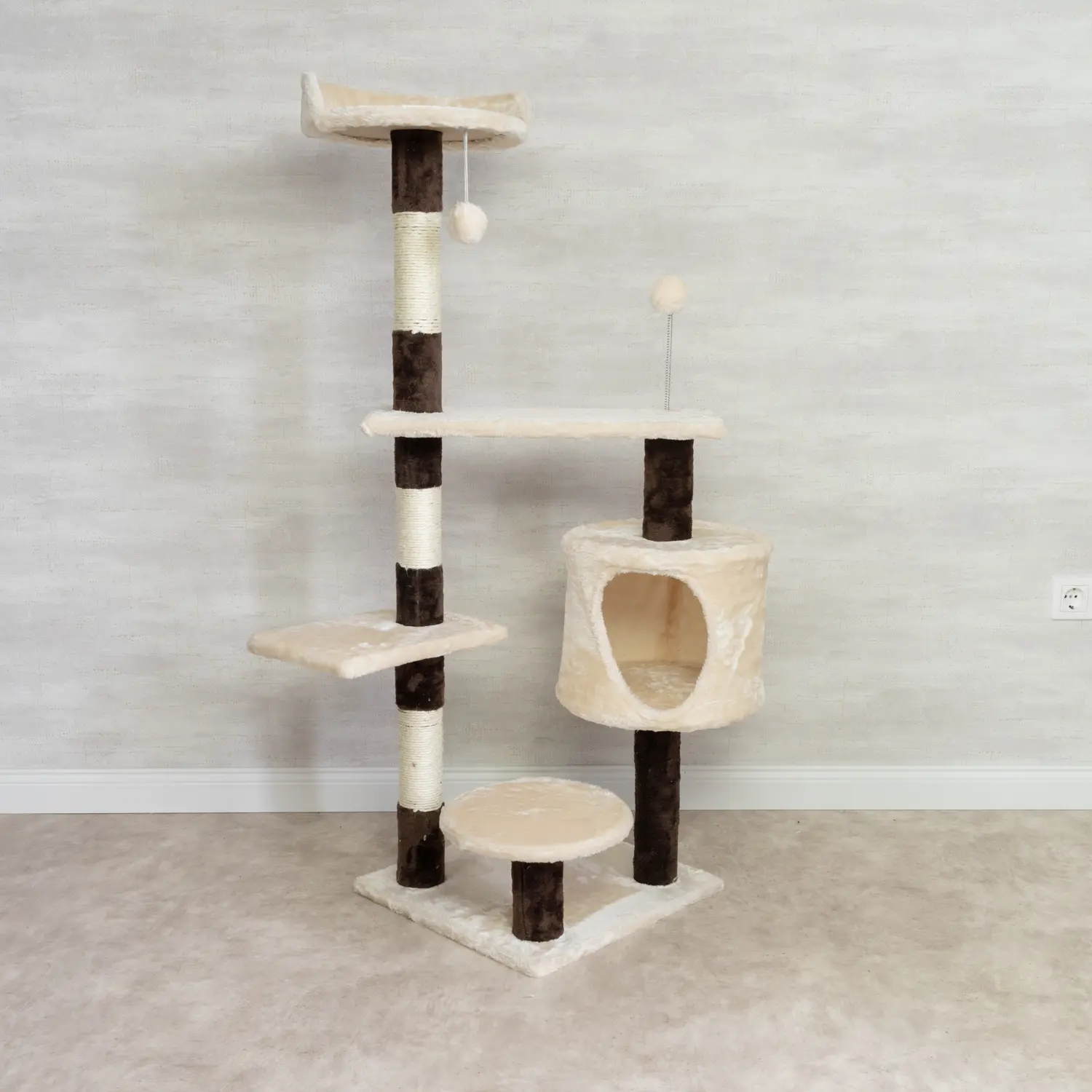 Macskabútor, macskafa sokszintes 122cm bézs-barna (ST148-BEIGE-BROWN) kaparófa