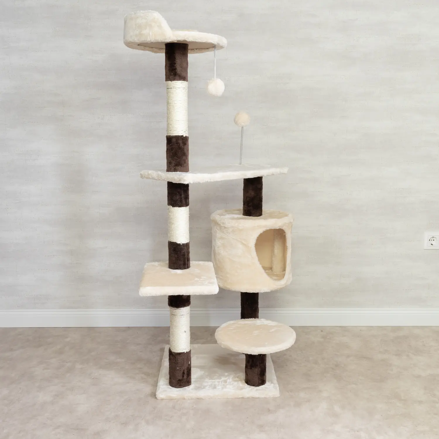 Macskabútor, macskafa sokszintes 122cm bézs-barna (ST148-BEIGE-BROWN) kaparófa