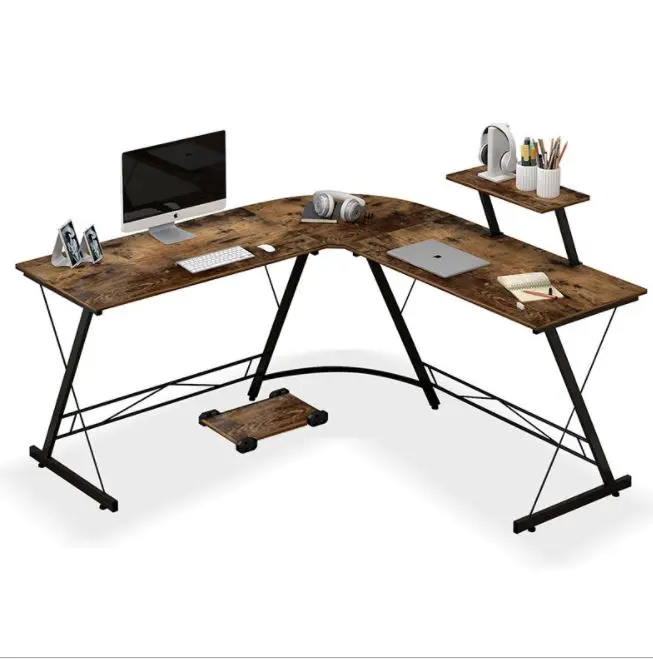 Sarok íróasztal antik barna (L-SHAPE-DESK-BROWN)