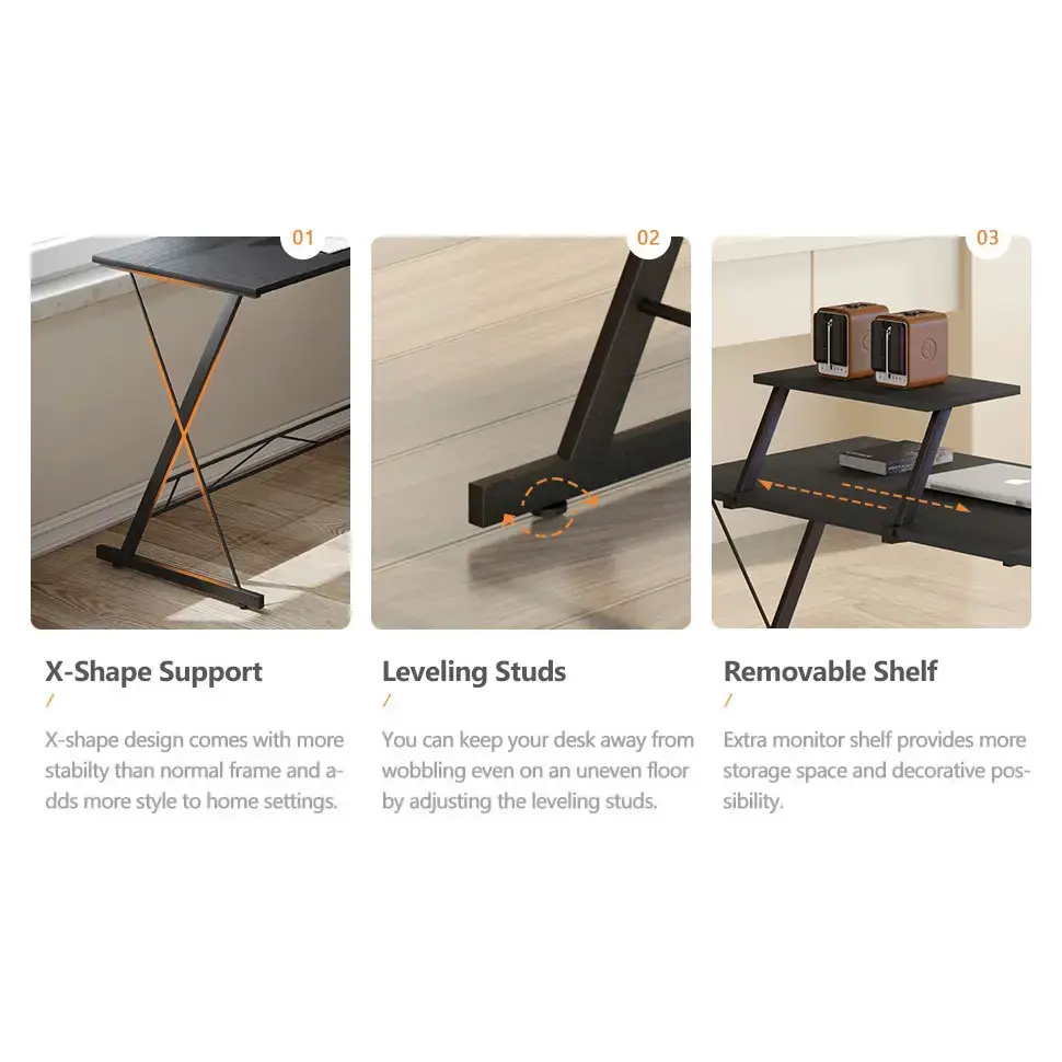 Sarok íróasztal antik barna (L-SHAPE-DESK-BROWN)