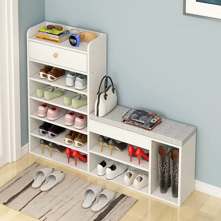 Cipősszekrény fiókkal fehér 105x24x101cm (XL6-WHITE)