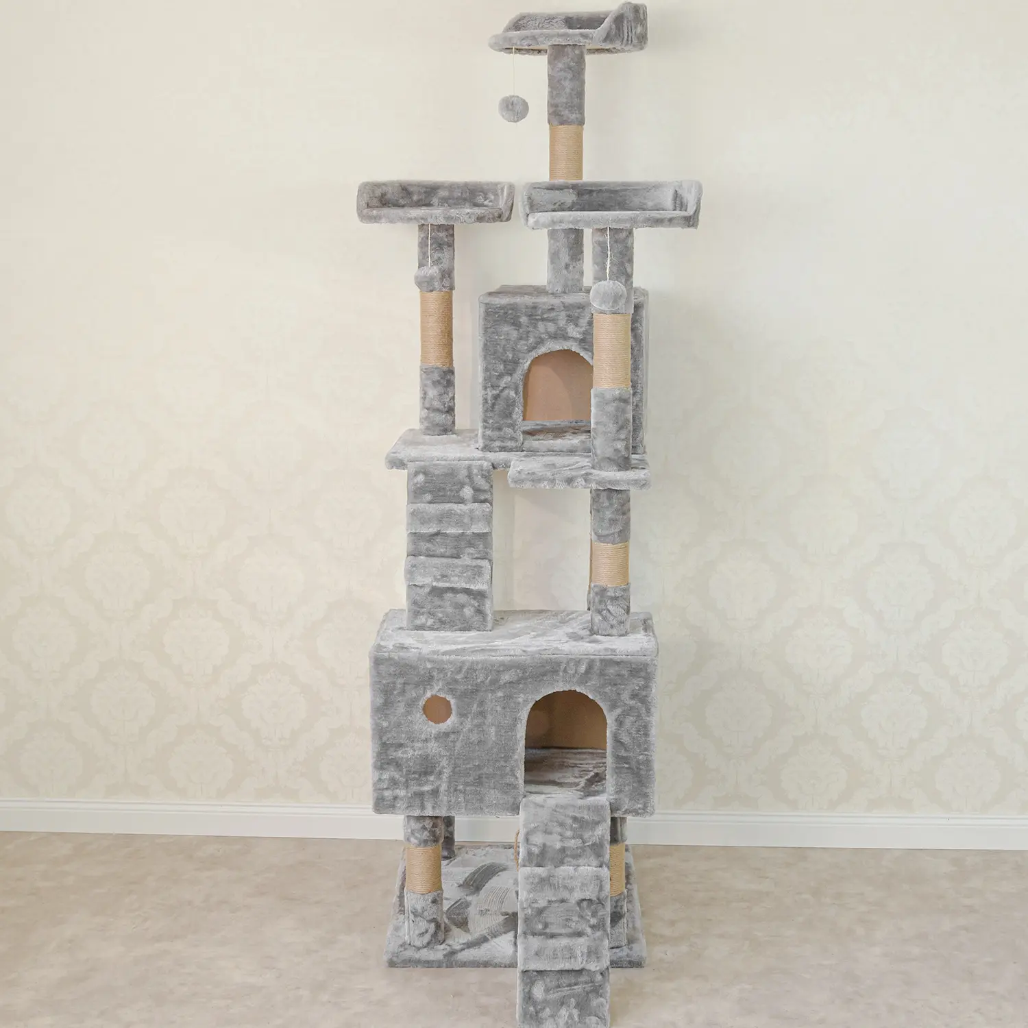Macskabútor, macskafa sokszintes 185cm (ST002-LIGHT-GREY) kaparófa