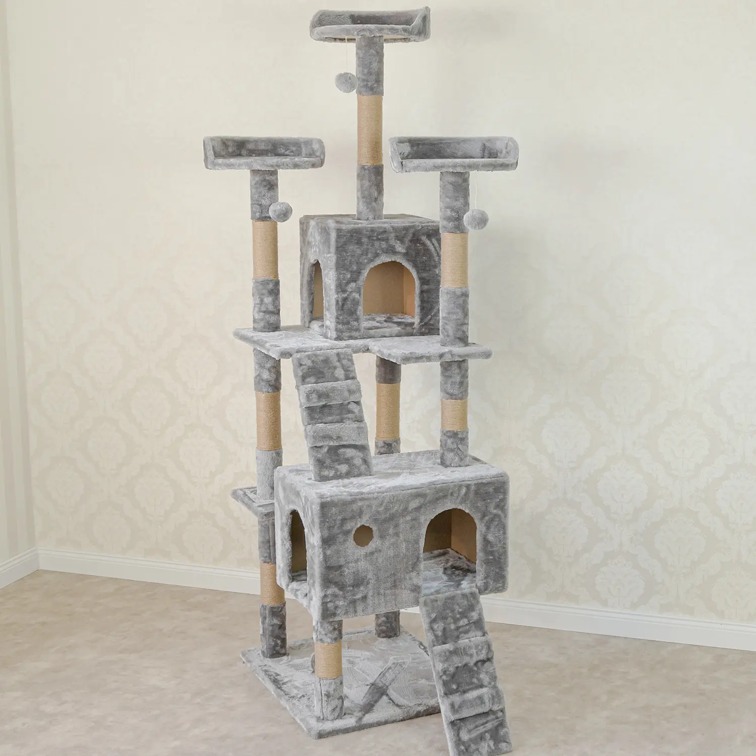 Macskabútor, macskafa sokszintes 185cm (ST002-LIGHT-GREY) kaparófa