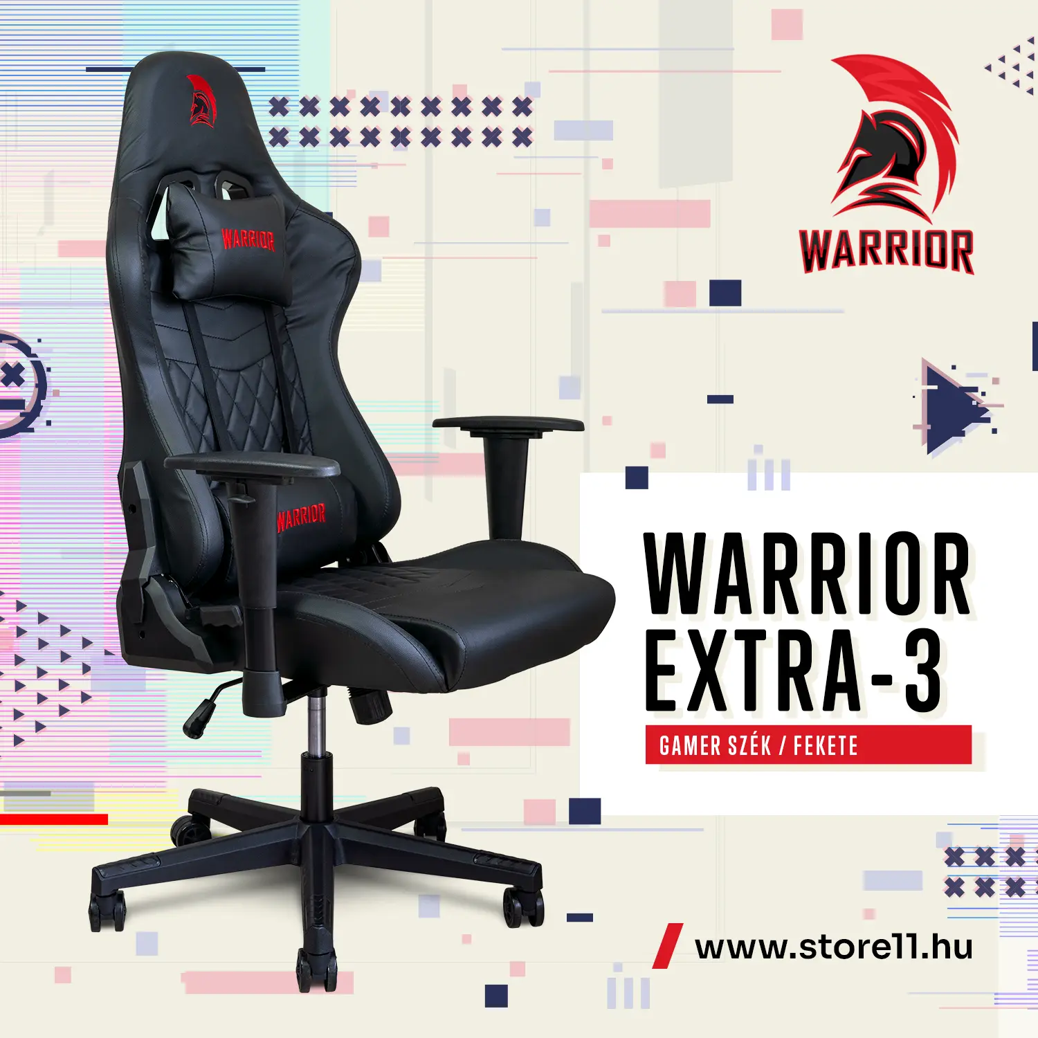 Herná stolička WARRIOR čierna (EXTRA-3)