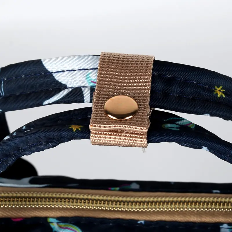 Pelenkázó hátizsák, pelenkázótáska fekete unikornis mintával (diaper-bag-black-unicorn)