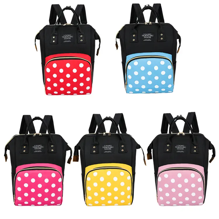 Pelenkázó hátizsák, pelenkázótáska pöttyös fekete-sárga (diaper-bag-dotted-yellow)