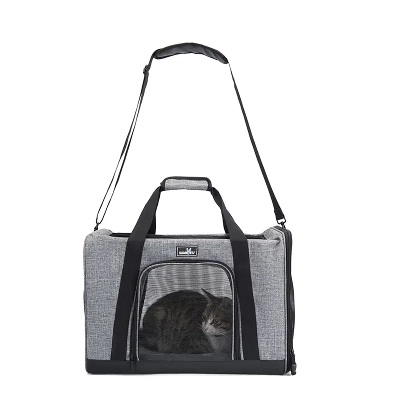Kisállat hordozó táska, válltáska, kutya, macska táska szürke (PET-BAG-C26-GREY)