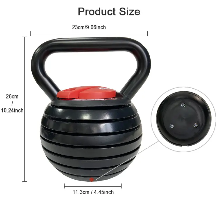 Kettlebell állítható 4.5-18kg fekete-piros (KB-18)