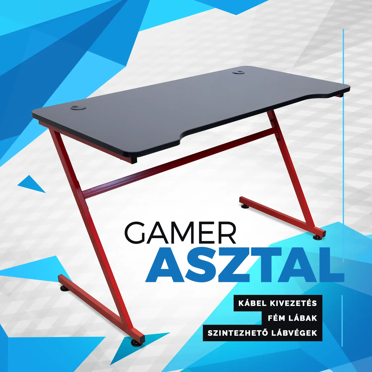 Gamer asztal 120x60cm piros (YD0604-RED)