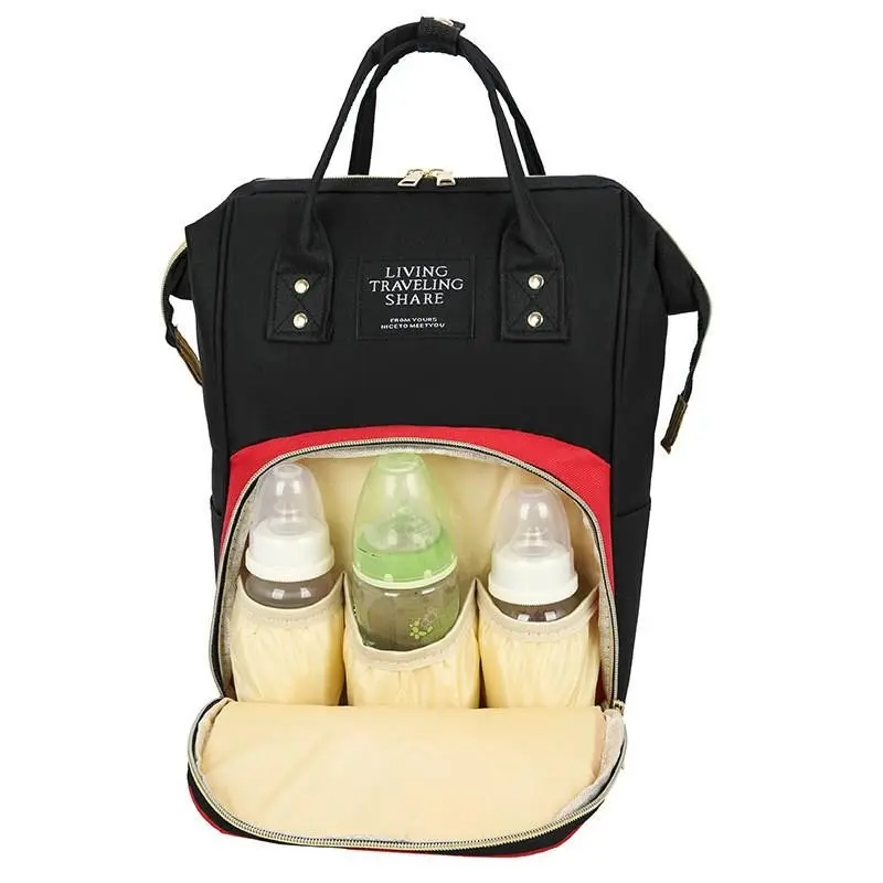 Pelenkázó hátizsák, pelenkázótáska pöttyös fekete-sárga (diaper-bag-dotted-yellow)