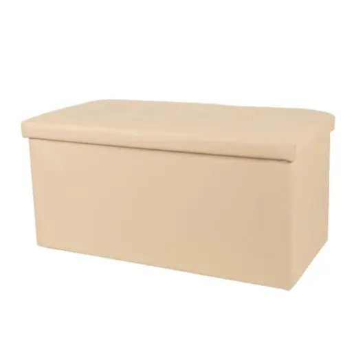 Ülésre alkalmas tárolódoboz, ülőke műbőr bézs (storage-box-76-pu-beige)