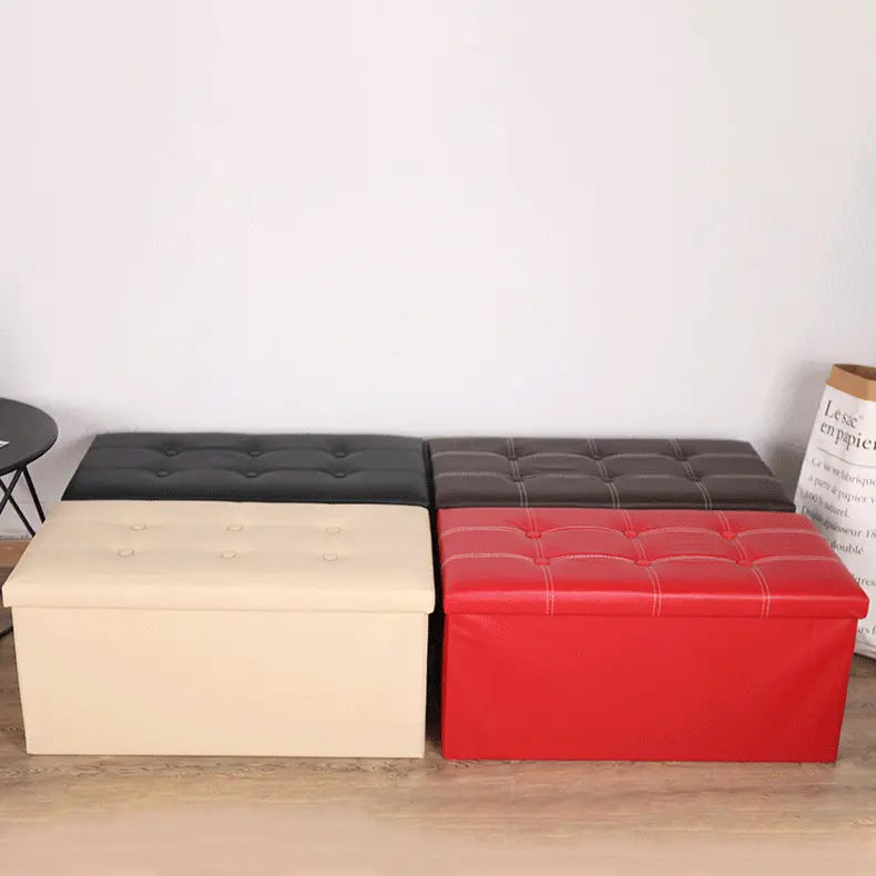 Ülésre alkalmas tárolódoboz, ülőke műbőr bézs (storage-box-76-pu-beige)