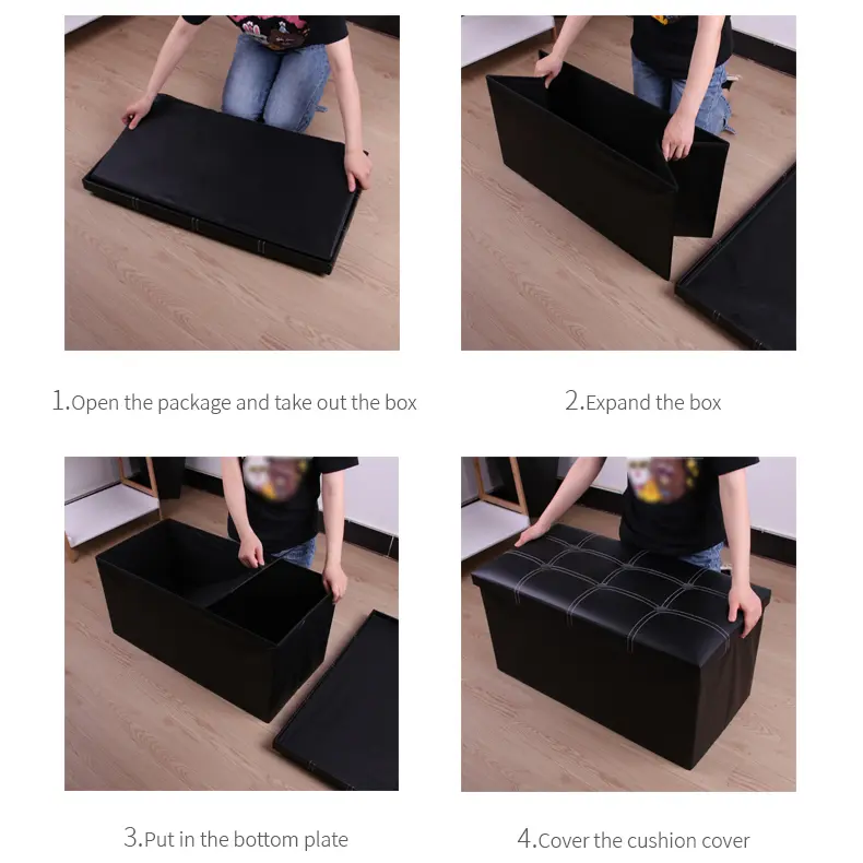 Ülésre alkalmas tárolódoboz, ülőke műbőr bézs (storage-box-76-pu-beige)