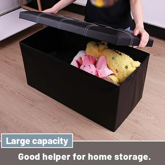 Ülésre alkalmas tárolódoboz, ülőke műbőr bézs (storage-box-76-pu-beige)
