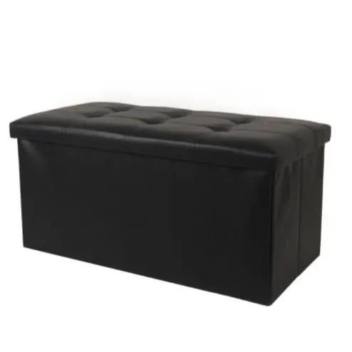 Ülésre alkalmas tárolódoboz, ülőke műbőr fekete (storage-box-76-pu-black)