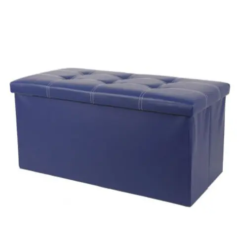 Ülésre alkalmas tárolódoboz, ülőke műbőr sötétkék (storage-box-76-pu-darkblue)