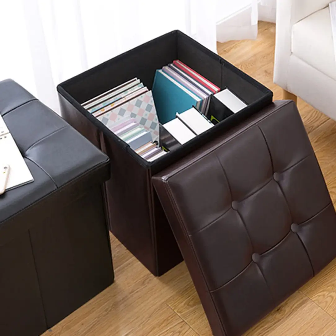 Ülésre alkalmas tárolódoboz, ülőke műbőr sötétkék (storage-box-76-pu-darkblue)