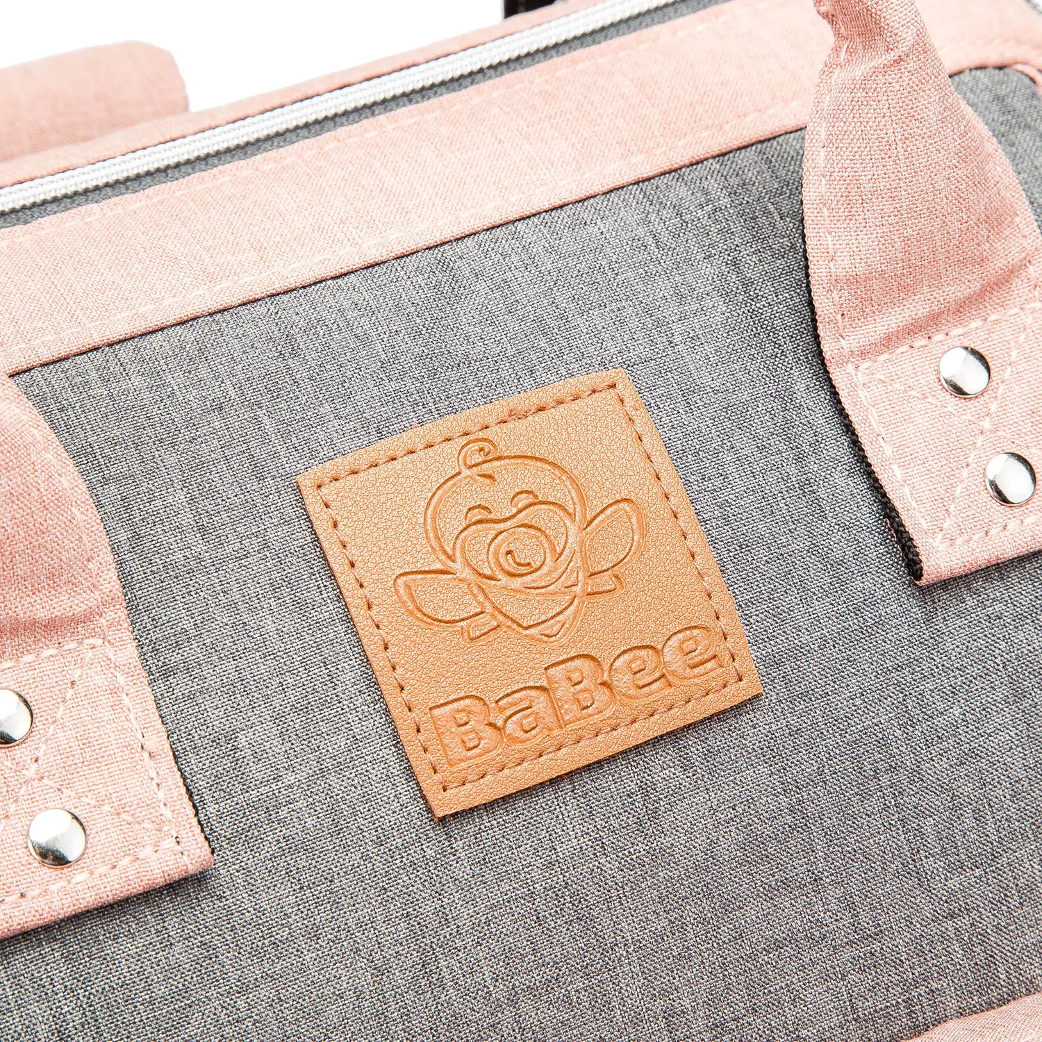 BaBee pelenkázó hátizsák, hátitáska, pelenkázótáska rózsaszín-szürke színben (BABEE-M3-PINK-GREY)