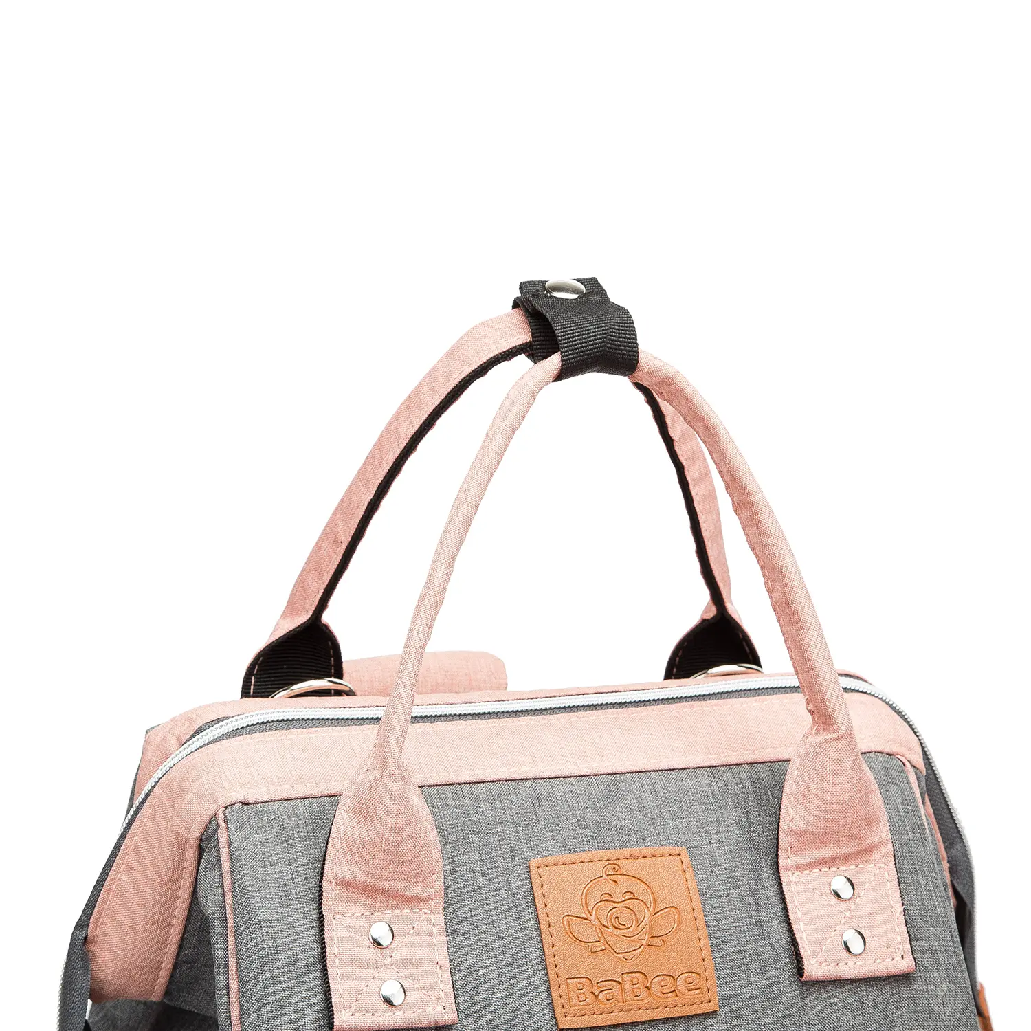 BaBee pelenkázó hátizsák, hátitáska, pelenkázótáska rózsaszín-szürke színben (BABEE-M3-PINK-GREY)
