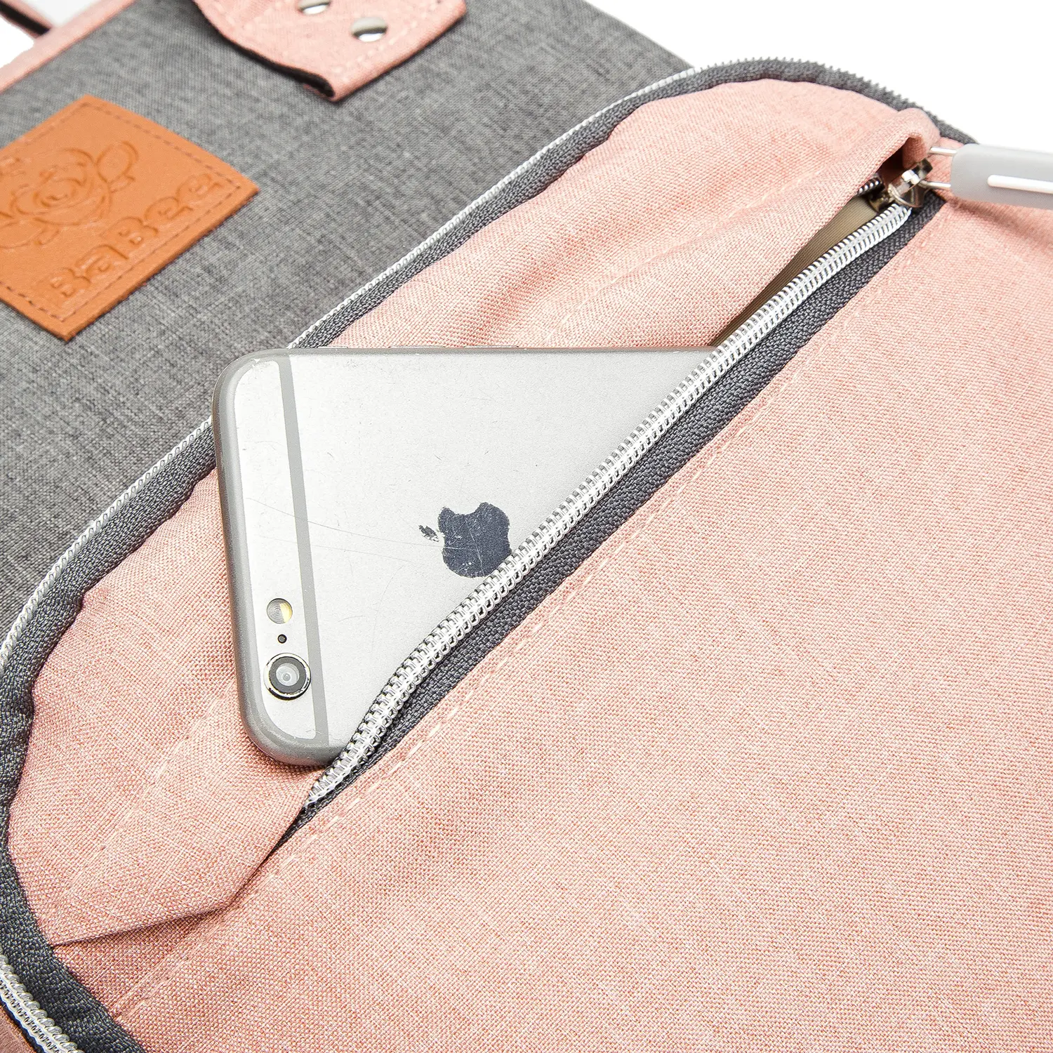 BaBee pelenkázó hátizsák, hátitáska, pelenkázótáska rózsaszín-szürke színben (BABEE-M3-PINK-GREY)