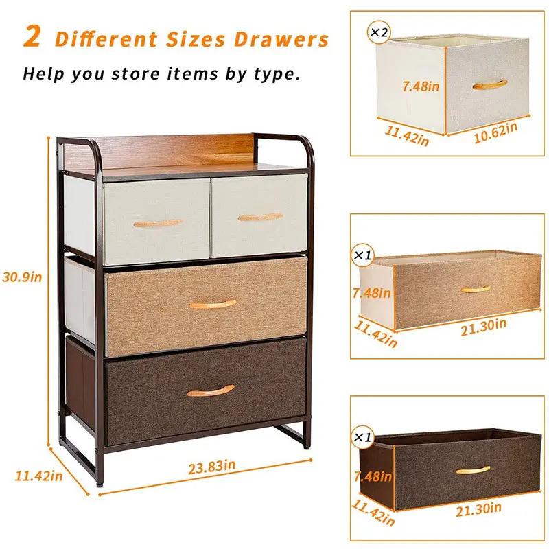 Komód, szekrény 4db kivehető tárolóval 60.5x29x78.5cm (CABINET-2)