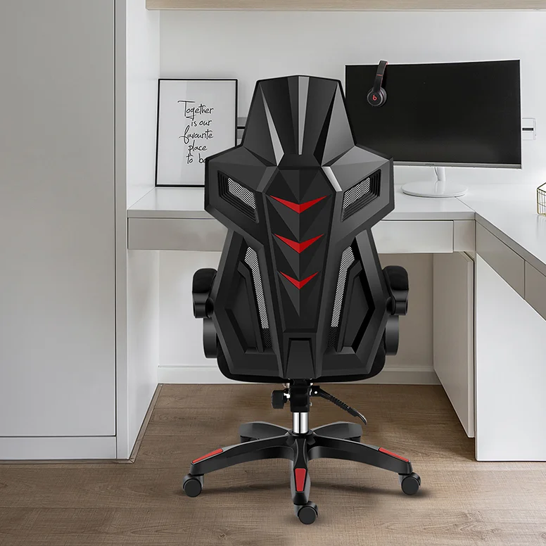Gamer szék, forgószék lábtámasszal fekete-piros színben