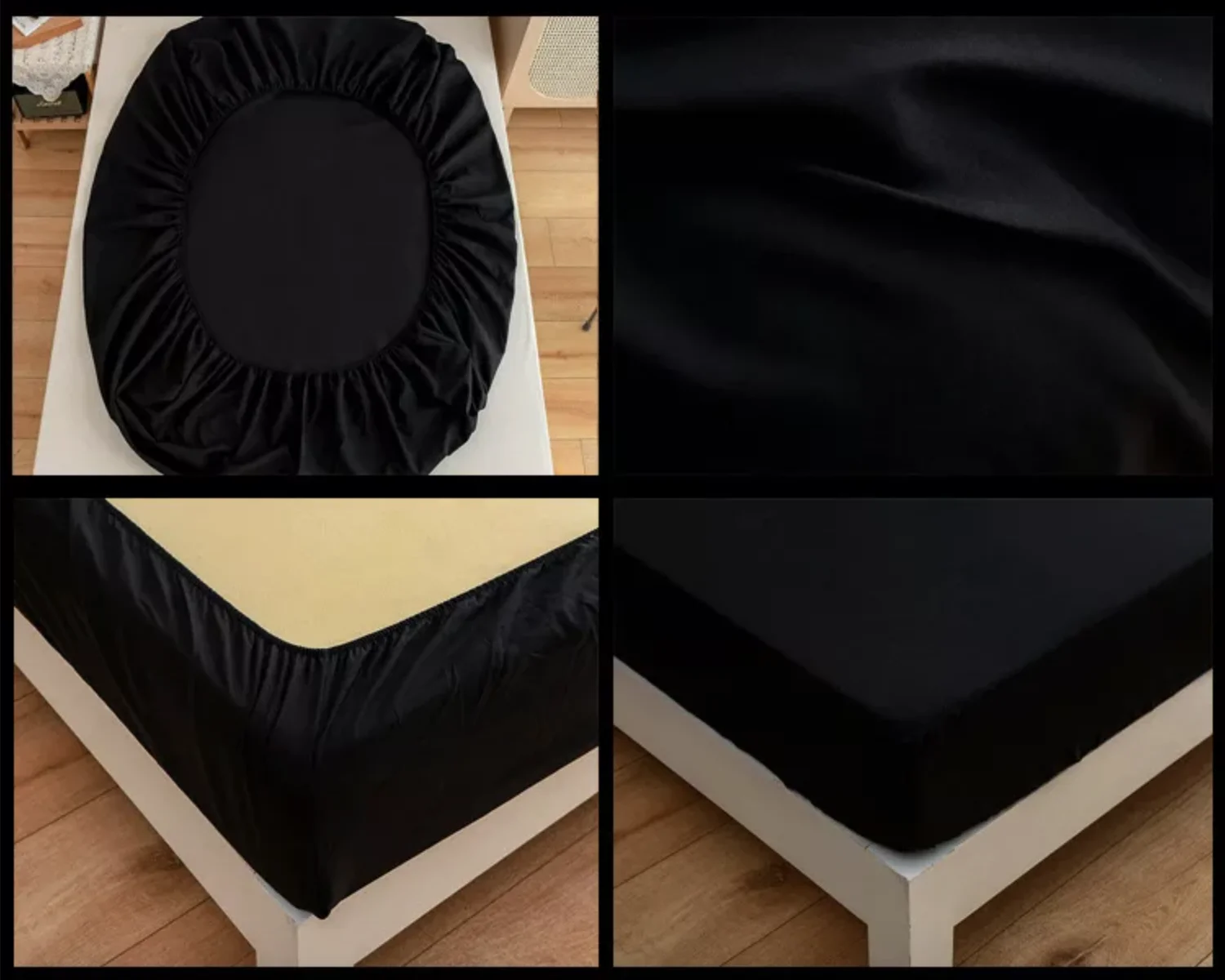 Gumis szegélyű lepedő 180x200cm fekete (FITTED-SHEET-BLACK-180x200)
