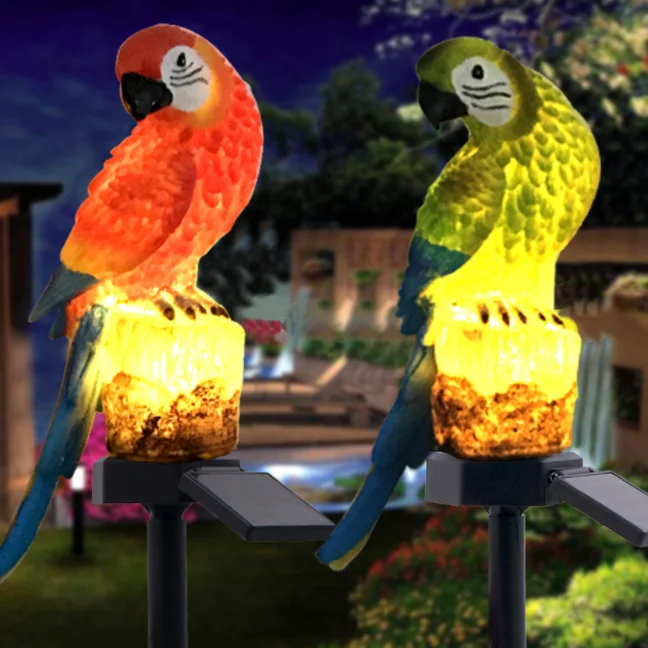Kültéri napelemes LED lámpa, kerti világítás IP65 vízálló piros papagáj (ZY-1044-PARROT-RED)