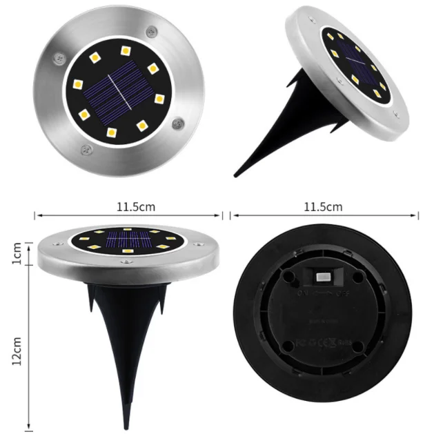 Kültéri napelemes LED lámpa, kerti világítás IP65 vízálló 3500K meleg fényű 4db-os kiszerelés (ZY-1028-8LED-WARM)