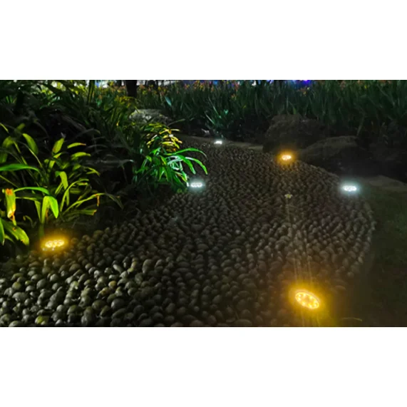 Kültéri napelemes LED lámpa, kerti világítás IP65 vízálló 3500K meleg fényű 4db-os kiszerelés (ZY-1028-8LED-WARM)