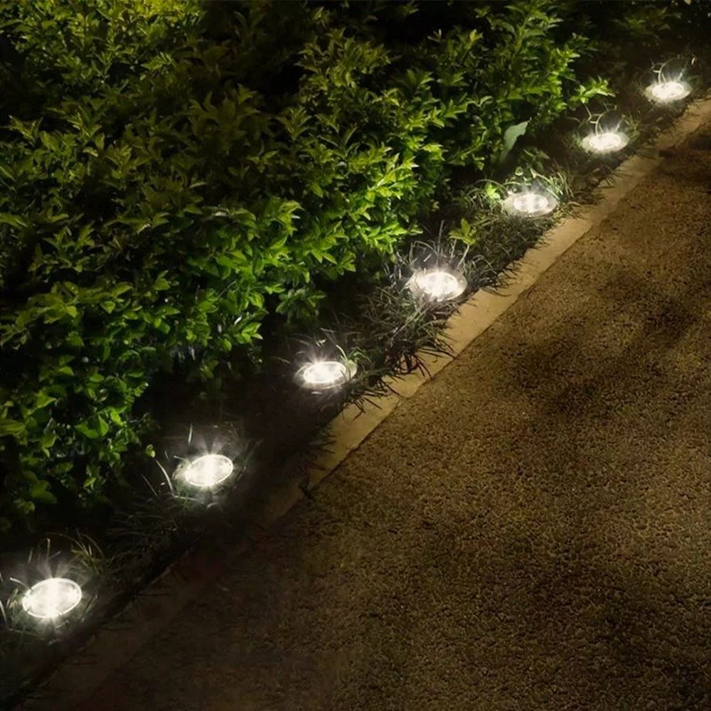 Kültéri napelemes LED lámpa, kerti világítás IP65 vízálló 3500K meleg fényű 4db-os kiszerelés (ZY-1028-8LED-WARM)
