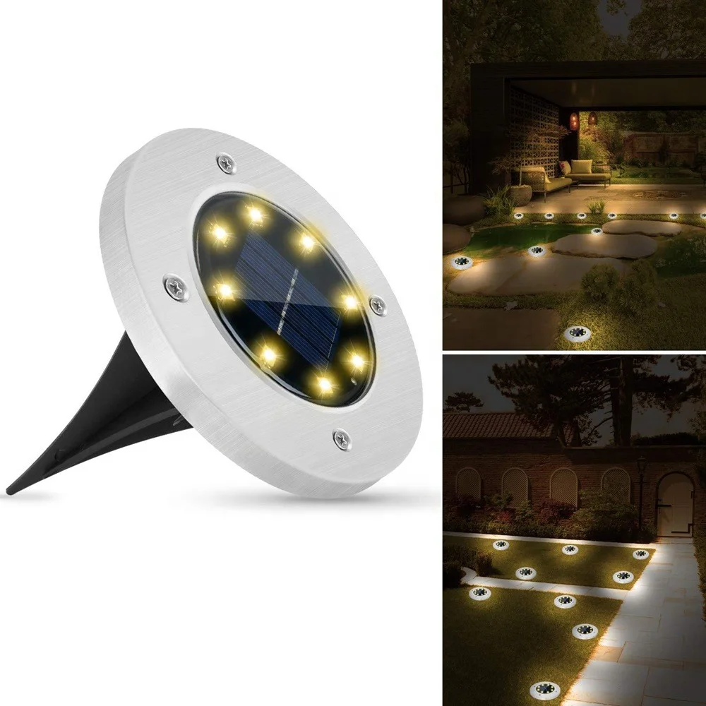 Kültéri napelemes LED lámpa, kerti világítás IP65 vízálló 3500K meleg fényű 4db-os kiszerelés (ZY-1028-8LED-WARM)